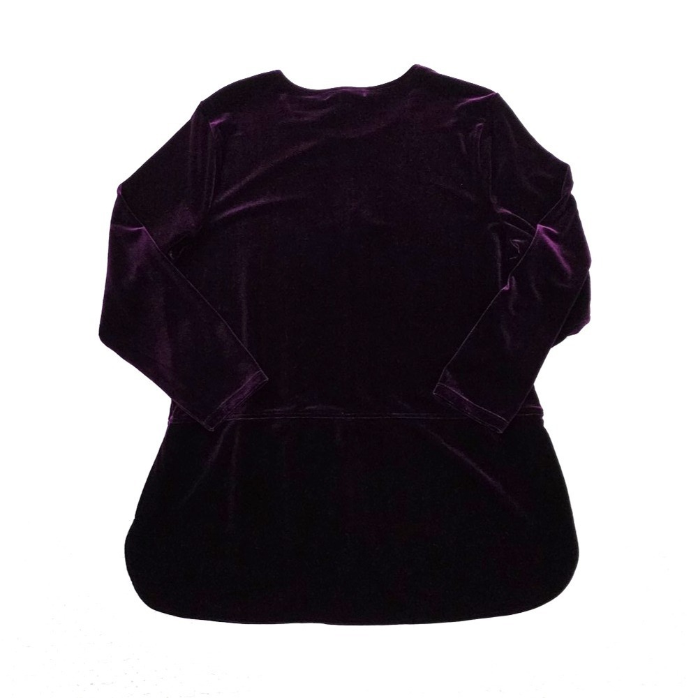 Lauren Ralph Lauren Blouse Womens XL Purple Velvet Velour Tunic Top Green Label - Picture 3 of 16